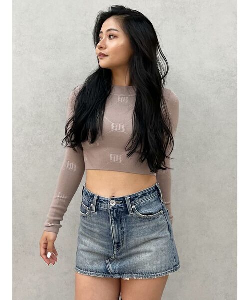 GYDA（ジェイダ）の「GYGY patternプチハイニットトップス（ニット/セーター・レディース・ベージュ/オフホワイト/ブラック・FREE）」の19枚目の写真