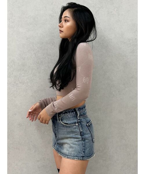 GYDA（ジェイダ）の「GYGY patternプチハイニットトップス（ニット/セーター・レディース・ベージュ/オフホワイト/ブラック・FREE）」の17枚目の写真