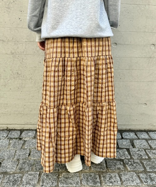 セール】チェック柄ティアードスカート（スカート）｜SOLLON