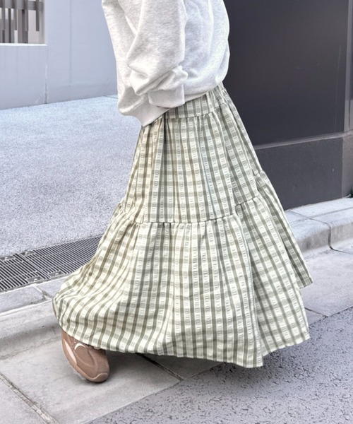 セール】チェック柄ティアードスカート（スカート）｜SOLLON