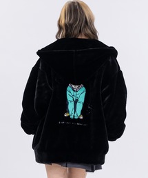 Red Cap Girl | 【a-r】〔Red Cap Girl/レッドキャップガール〕ラビットファー バックフェルト刺繍 フードジャケット(ブルゾン)