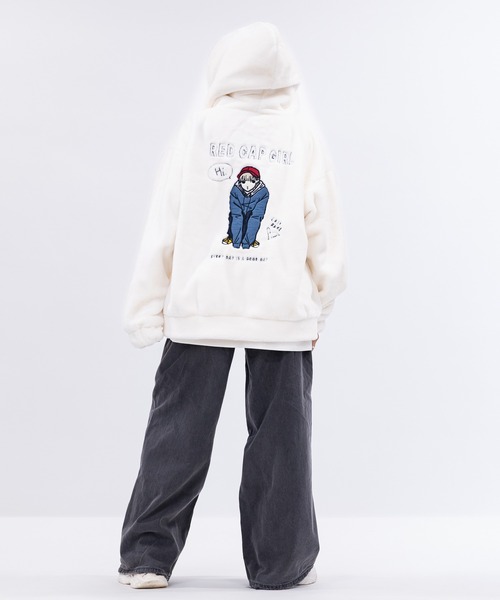 Red Cap Girl(レッドキャプガール)の「【a-r】〔Red Cap Girl/レッドキャップガール〕ラビットファー バックフェルト刺繍 フードジャケット(ブルゾン・レディース・ホワイト/ブラック/モカ・MEDIUM/LARGE)」の15枚目の写真