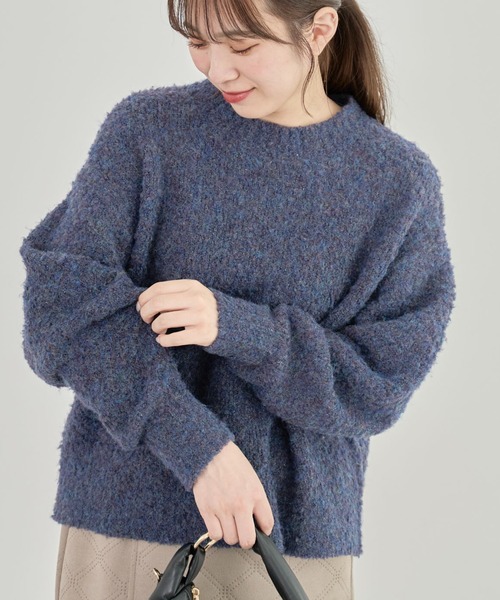 Green Parks(グリーンパークス)の「ブークレニットプルオーバー(ニット/セーター・レディース・ネイビー/オレンジ/ピンク・FREE)」の2枚目の写真