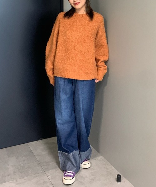 Green Parks(グリーンパークス)の「ブークレニットプルオーバー(ニット/セーター・レディース・ネイビー/オレンジ/ピンク・FREE)」の6枚目の写真