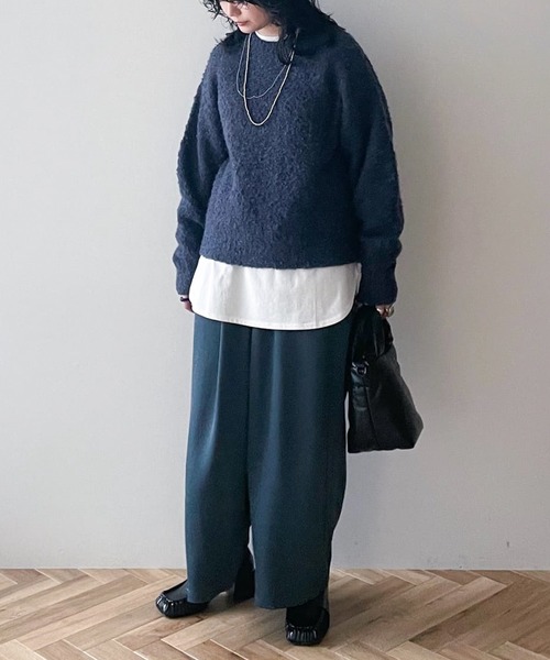 Green Parks(グリーンパークス)の「ブークレニットプルオーバー(ニット/セーター・レディース・ネイビー/オレンジ/ピンク・FREE)」の4枚目の写真