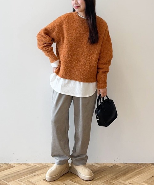 Green Parks(グリーンパークス)の「ブークレニットプルオーバー(ニット/セーター・レディース・ネイビー/オレンジ/ピンク・FREE)」の7枚目の写真