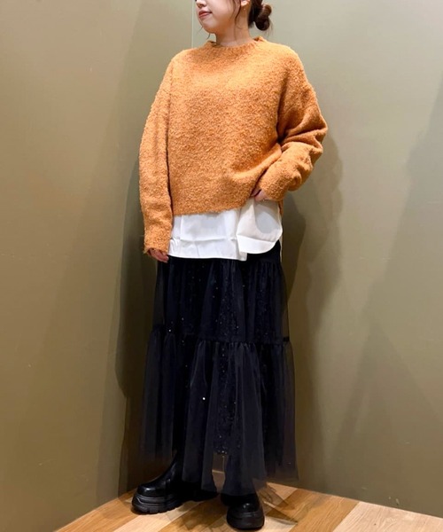 Green Parks(グリーンパークス)の「ブークレニットプルオーバー(ニット/セーター・レディース・ネイビー/オレンジ/ピンク・FREE)」の10枚目の写真