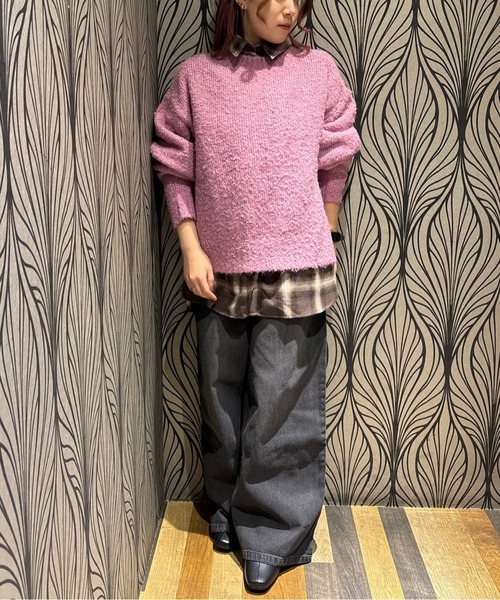 Green Parks(グリーンパークス)の「ブークレニットプルオーバー(ニット/セーター・レディース・ネイビー/オレンジ/ピンク・FREE)」の16枚目の写真