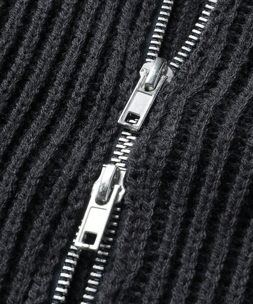 MSG(エムエスジー)の「メタルプレートヴィンテージライクダブルジップアップニット(ニット/セーター・メンズ・ブラック系/グレー系/ブラウン系・S/M/L/XL)」の12枚目の写真