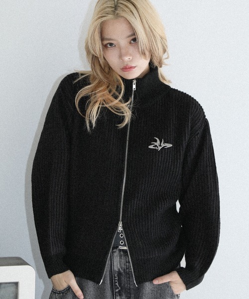 MSG(エムエスジー)の「メタルプレートヴィンテージライクダブルジップアップニット(ニット/セーター・メンズ・ブラック系/グレー系/ブラウン系・S/M/L/XL)」の17枚目の写真