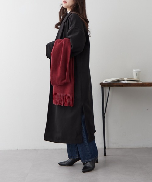 Remind me and forever（リマインドミーアンドフォーエバー）の「サイドスリットテーラードコート（チェスターコート・レディース・ブラウン/ブラック/アイボリー/ブルー/グレイッシュベージュ・FREE）」の21枚目の写真