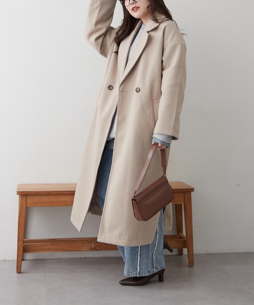 Remind me and forever（リマインドミーアンドフォーエバー）の「サイドスリットテーラードコート（チェスターコート・レディース・ブラウン/ブラック/アイボリー/ブルー/グレイッシュベージュ・FREE）」の11枚目の写真