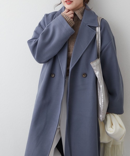 Remind me and forever（リマインドミーアンドフォーエバー）の「サイドスリットテーラードコート（チェスターコート・レディース・ブラウン/ブラック/アイボリー/ブルー/グレイッシュベージュ・FREE）」の9枚目の写真