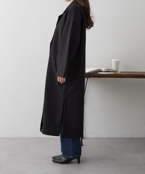 Remind me and forever（リマインドミーアンドフォーエバー）の「サイドスリットテーラードコート（チェスターコート・レディース・ブラウン/ブラック/アイボリー/ブルー/グレイッシュベージュ・FREE）」の19枚目の写真