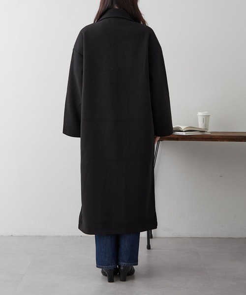 Remind me and forever（リマインドミーアンドフォーエバー）の「サイドスリットテーラードコート（チェスターコート・レディース・ブラウン/ブラック/アイボリー/ブルー/グレイッシュベージュ・FREE）」の18枚目の写真