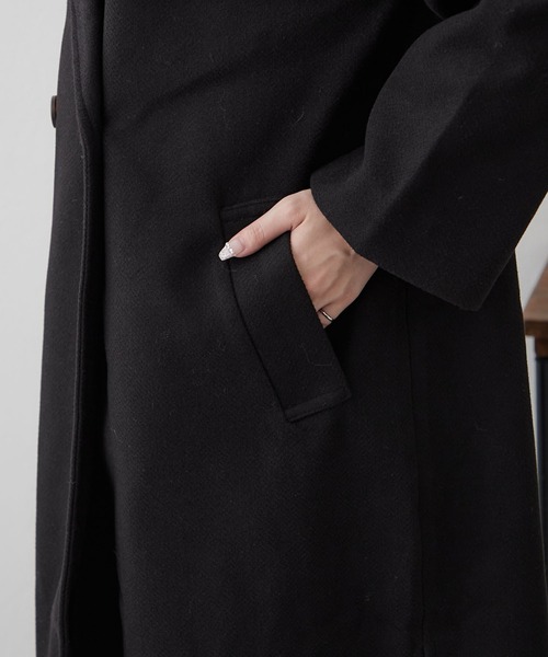 Remind me and forever（リマインドミーアンドフォーエバー）の「サイドスリットテーラードコート（チェスターコート・レディース・ブラウン/ブラック/アイボリー/ブルー/グレイッシュベージュ・FREE）」の15枚目の写真