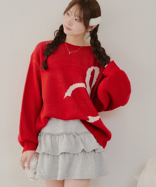 APPORTE PAR LES MARCHES(アポルテパーレマルシェ)の「リボン柄ニット(ニット/セーター・レディース・アイボリー/レッド/チャコール・FREE)」の17枚目の写真