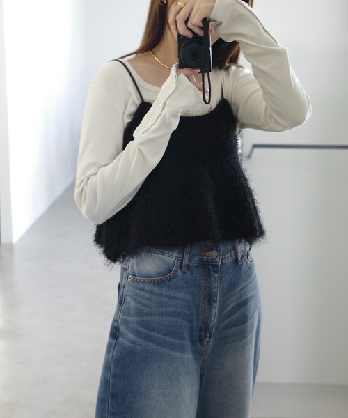 andme(アンドミー)の「ワイドデニムカーブパンツ(デニムパンツ・レディース・ブラック/ライトブルー/ブルー・L/M)」の5枚目の写真