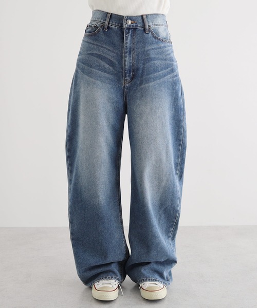 セール】ワイドデニムカーブパンツ（デニムパンツ）｜andme