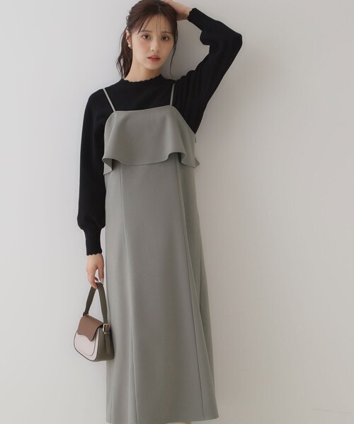 【セール】【スッキリ華奢みえが叶う】フレアデザインキャミワンピース（ワンピース）｜couture brooch（クチュールブローチ）