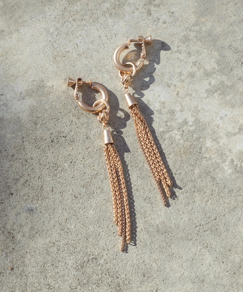 ゴージャス【RL】ゴールドトーン ミディアム フープ イヤリング Reflection Long Earrings - GOLD / RAGBAG (リフレクション