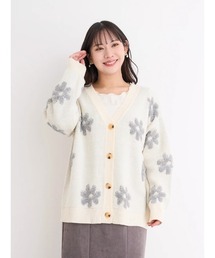 【大きいサイズ】【WEB限定】フラワージャガードニットカーディガン