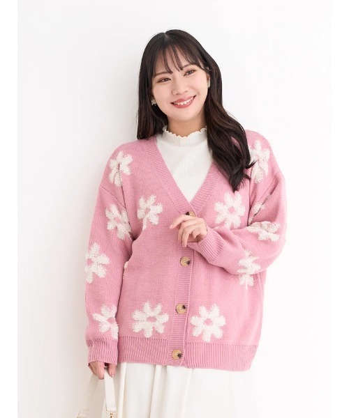 Re-J&SUPURE(リジェイアンドスプル)の「【大きいサイズ】【WEB限定】フラワージャガードニットカーディガン(カーディガン/ボレロ・レディース・オフホワイト/ピンク/ダークグレー・X-LARGE/XX-LARGE)」の18枚目の写真