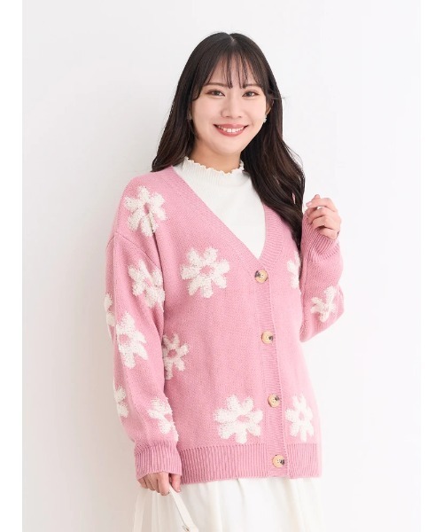 Re-J&SUPURE(リジェイアンドスプル)の「【大きいサイズ】【WEB限定】フラワージャガードニットカーディガン(カーディガン/ボレロ・レディース・オフホワイト/ピンク/ダークグレー・X-LARGE/XX-LARGE)」の19枚目の写真