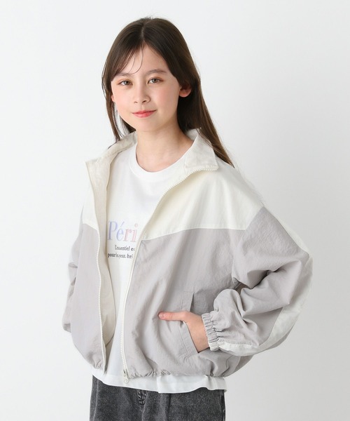 GLOBAL WORK（グローバルワーク）の「洗える撥水切り替えブルゾン/292237（ブルゾン・キッズ・ネイビー×ホワイト/ホワイト×グレー・130cm/140cm/150cm/160cm）」の2枚目の写真