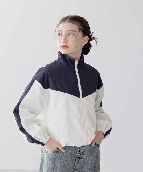 GLOBAL WORK（グローバルワーク）の「洗える撥水切り替えブルゾン/292237（ブルゾン・キッズ・ネイビー×ホワイト/ホワイト×グレー・130cm/140cm/150cm/160cm）」の18枚目の写真