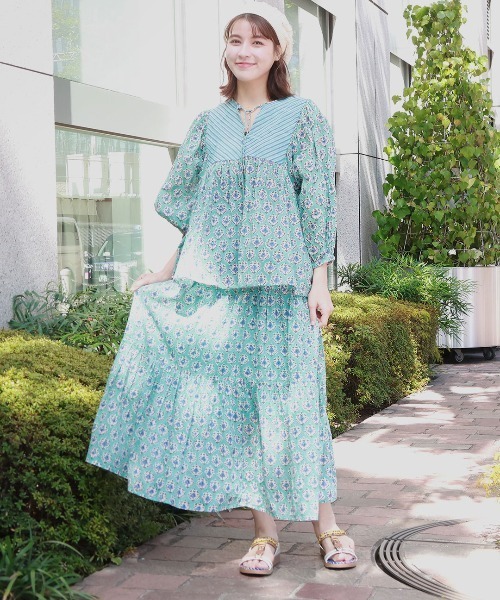 チチカカ（チチカカ）の「Shanti Shanti ジョリーブロックプリントスカート【WEB限定】（スカート・レディース・グリーン/ブルー/ピンク・FREE）」の5枚目の写真