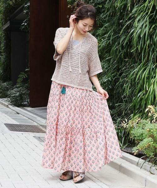 チチカカ（チチカカ）の「Shanti Shanti ジョリーブロックプリントスカート【WEB限定】（スカート・レディース・グリーン/ブルー/ピンク・FREE）」の6枚目の写真