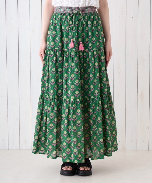 チチカカ（チチカカ）の「Shanti Shanti ジョリーブロックプリントスカート【WEB限定】（スカート・レディース・グリーン/ブルー/ピンク・FREE）」の7枚目の写真