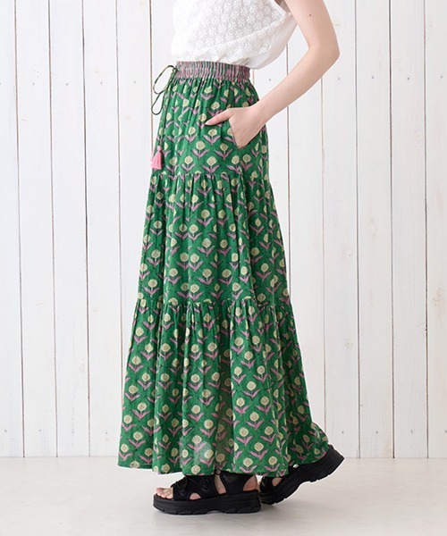 チチカカ（チチカカ）の「Shanti Shanti ジョリーブロックプリントスカート【WEB限定】（スカート・レディース・グリーン/ブルー/ピンク・FREE）」の8枚目の写真