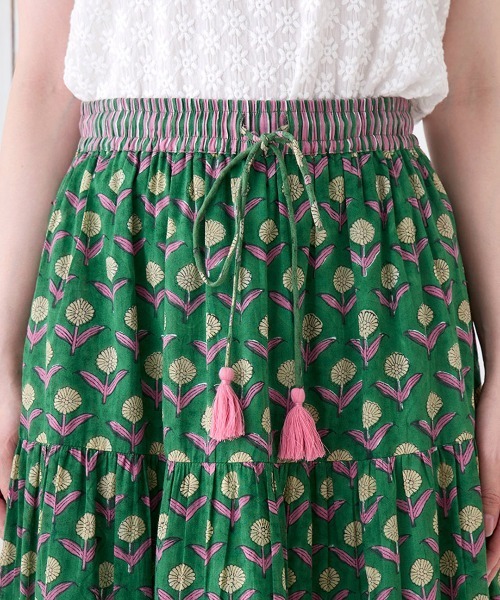 チチカカ（チチカカ）の「Shanti Shanti ジョリーブロックプリントスカート【WEB限定】（スカート・レディース・グリーン/ブルー/ピンク・FREE）」の10枚目の写真