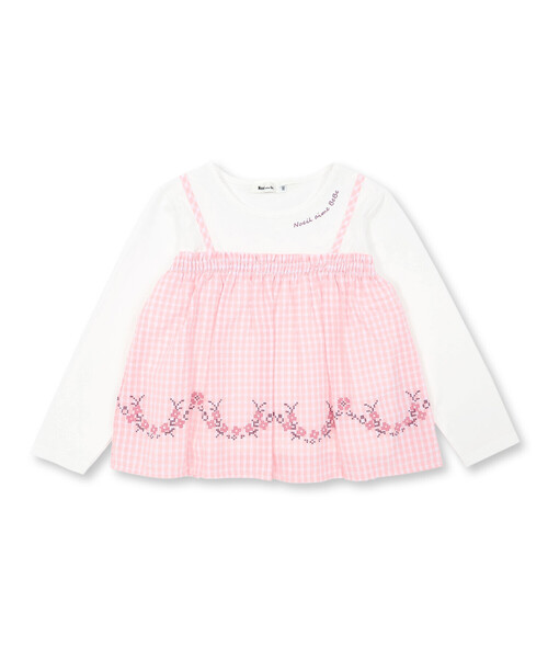 Noeil aime BeBe（ノイユエイムベベ）の「キャミ重ね着風刺しゅうTシャツ(80~130cm)（Tシャツ/カットソー・キッズ・パープル系その他/ピンク系その他・110cm/90cm/100cm/130cm/120cm/80ｃｍ）」の7枚目の写真