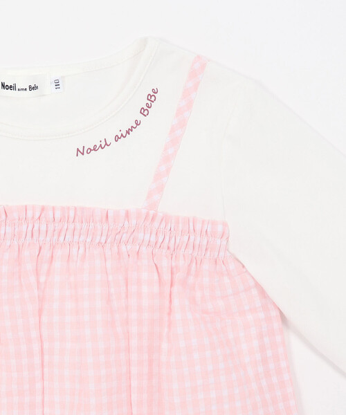 Noeil aime BeBe（ノイユエイムベベ）の「キャミ重ね着風刺しゅうTシャツ(80~130cm)（Tシャツ/カットソー・キッズ・パープル系その他/ピンク系その他・110cm/90cm/100cm/130cm/120cm/80ｃｍ）」の9枚目の写真