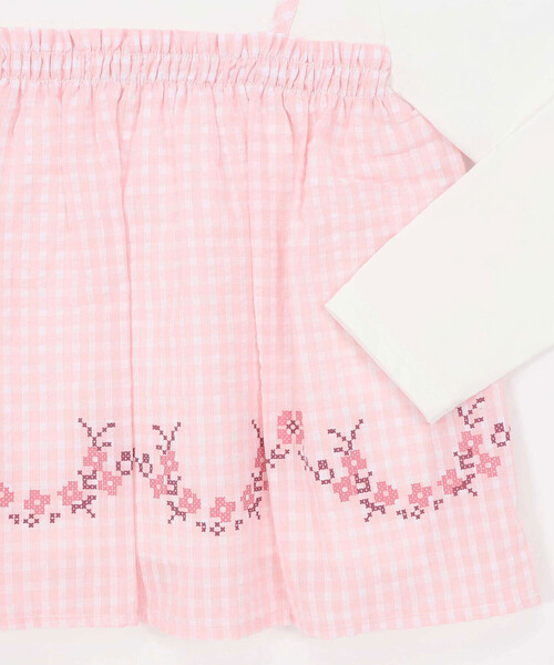 Noeil aime BeBe（ノイユエイムベベ）の「キャミ重ね着風刺しゅうTシャツ(80~130cm)（Tシャツ/カットソー・キッズ・パープル系その他/ピンク系その他・110cm/90cm/100cm/130cm/120cm/80ｃｍ）」の10枚目の写真