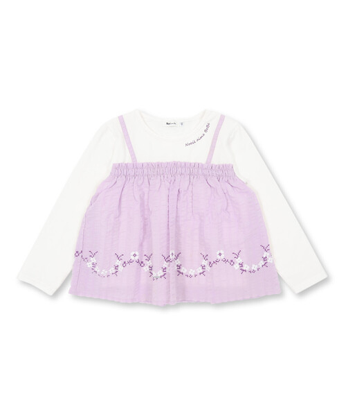 Noeil aime BeBe（ノイユエイムベベ）の「キャミ重ね着風刺しゅうTシャツ(80~130cm)（Tシャツ/カットソー・キッズ・パープル系その他/ピンク系その他・110cm/90cm/100cm/130cm/120cm/80ｃｍ）」の12枚目の写真