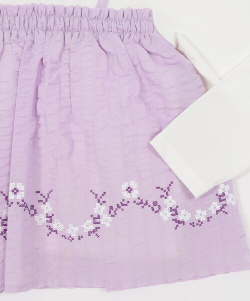 Noeil aime BeBe（ノイユエイムベベ）の「キャミ重ね着風刺しゅうTシャツ(80~130cm)（Tシャツ/カットソー・キッズ・パープル系その他/ピンク系その他・110cm/90cm/100cm/130cm/120cm/80ｃｍ）」の15枚目の写真