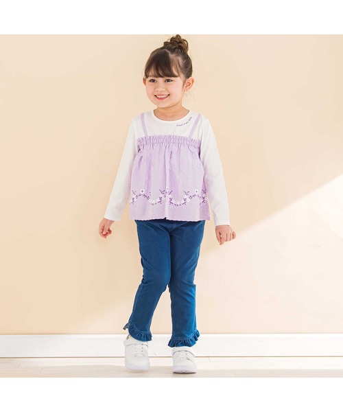 Noeil aime BeBe（ノイユエイムベベ）の「キャミ重ね着風刺しゅうTシャツ(80~130cm)（Tシャツ/カットソー・キッズ・パープル系その他/ピンク系その他・110cm/90cm/100cm/130cm/120cm/80ｃｍ）」の20枚目の写真