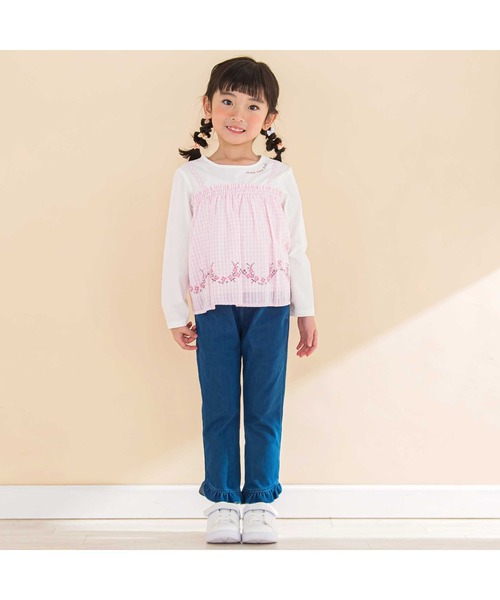 Noeil aime BeBe（ノイユエイムベベ）の「キャミ重ね着風刺しゅうTシャツ(80~130cm)（Tシャツ/カットソー・キッズ・パープル系その他/ピンク系その他・110cm/90cm/100cm/130cm/120cm/80ｃｍ）」の18枚目の写真