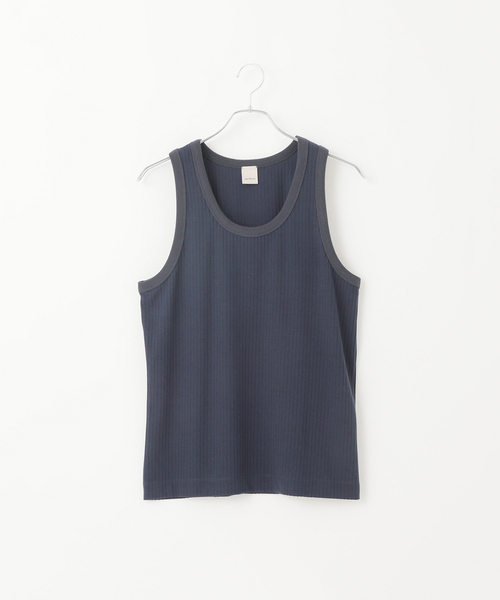 B.C STOCK(ベーセーストック)の「【Deux Allures/ドゥ アリュール】テレコタンク(タンクトップ・メンズ・ライトグレー/ネイビー/サックスブルー・FREE)」の2枚目の写真
