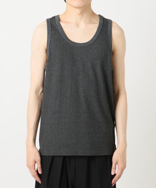 B.C STOCK(ベーセーストック)の「【Deux Allures/ドゥ アリュール】テレコタンク(タンクトップ・メンズ・ライトグレー/ネイビー/サックスブルー・FREE)」の4枚目の写真