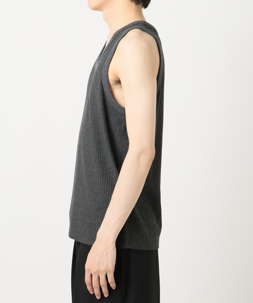 B.C STOCK(ベーセーストック)の「【Deux Allures/ドゥ アリュール】テレコタンク(タンクトップ・メンズ・ライトグレー/ネイビー/サックスブルー・FREE)」の5枚目の写真