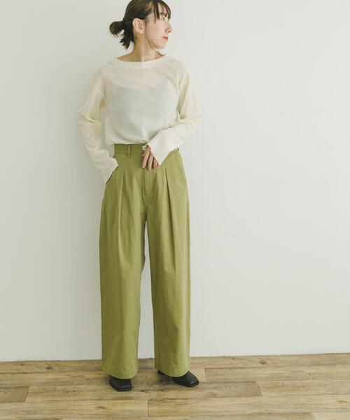 ITEMS URBANRESEARCH（アイテムズ アーバンリサーチ）の「シアーベロアロングTシャツ（Tシャツ/カットソー・レディース・オフホワイト/チャコールグレー/マスタード・FREE）」の10枚目の写真