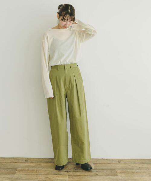 ITEMS URBANRESEARCH（アイテムズ アーバンリサーチ）の「シアーベロアロングTシャツ（Tシャツ/カットソー・レディース・オフホワイト/チャコールグレー/マスタード・FREE）」の11枚目の写真