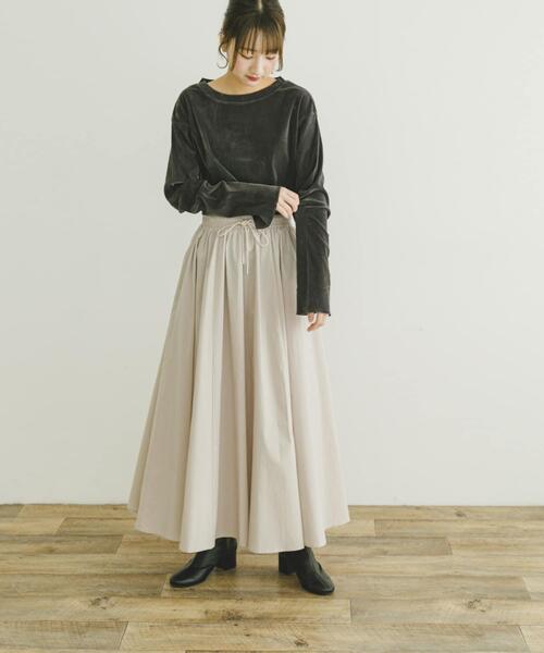 ITEMS URBANRESEARCH（アイテムズ アーバンリサーチ）の「シアーベロアロングTシャツ（Tシャツ/カットソー・レディース・オフホワイト/チャコールグレー/マスタード・FREE）」の16枚目の写真