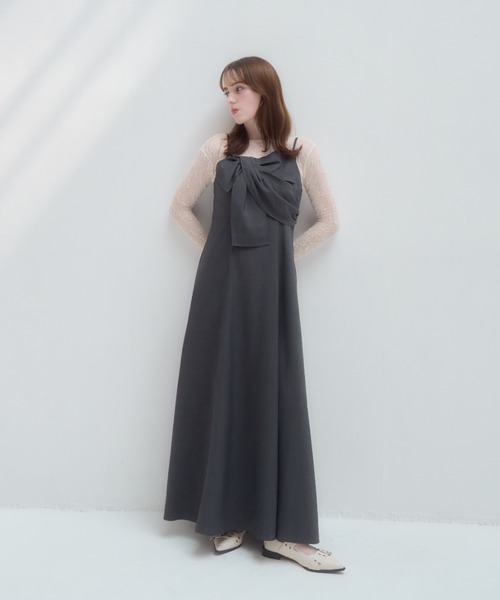 mellowneon（メロウネオン）の「リボンデザインワンピース（ワンピース・レディース・チャコールグレー/アイボリー・SMALL/MEDIUM）」の22枚目の写真