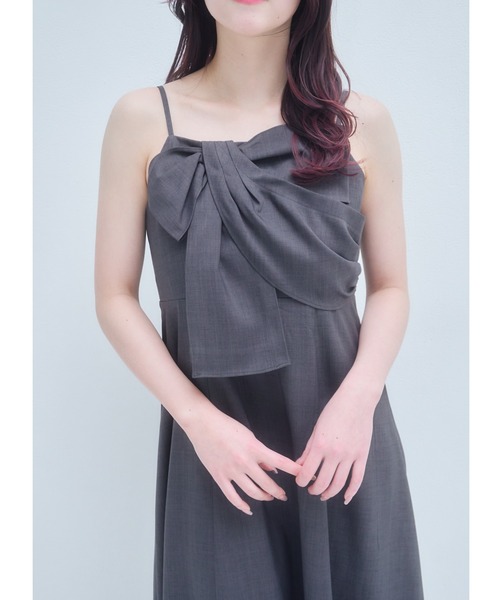 mellowneon（メロウネオン）の「リボンデザインワンピース（ワンピース・レディース・チャコールグレー/アイボリー・SMALL/MEDIUM）」の7枚目の写真